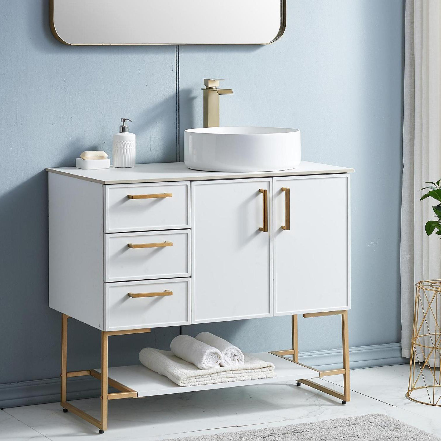 Mercer41 Lackowski 36" Free Standing Single Vessel Bathroom Vanity Set ...